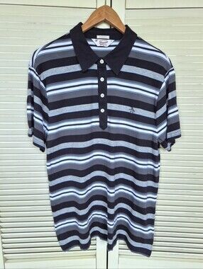 Original Penguin Men's Black, Gray & White Striped Polo